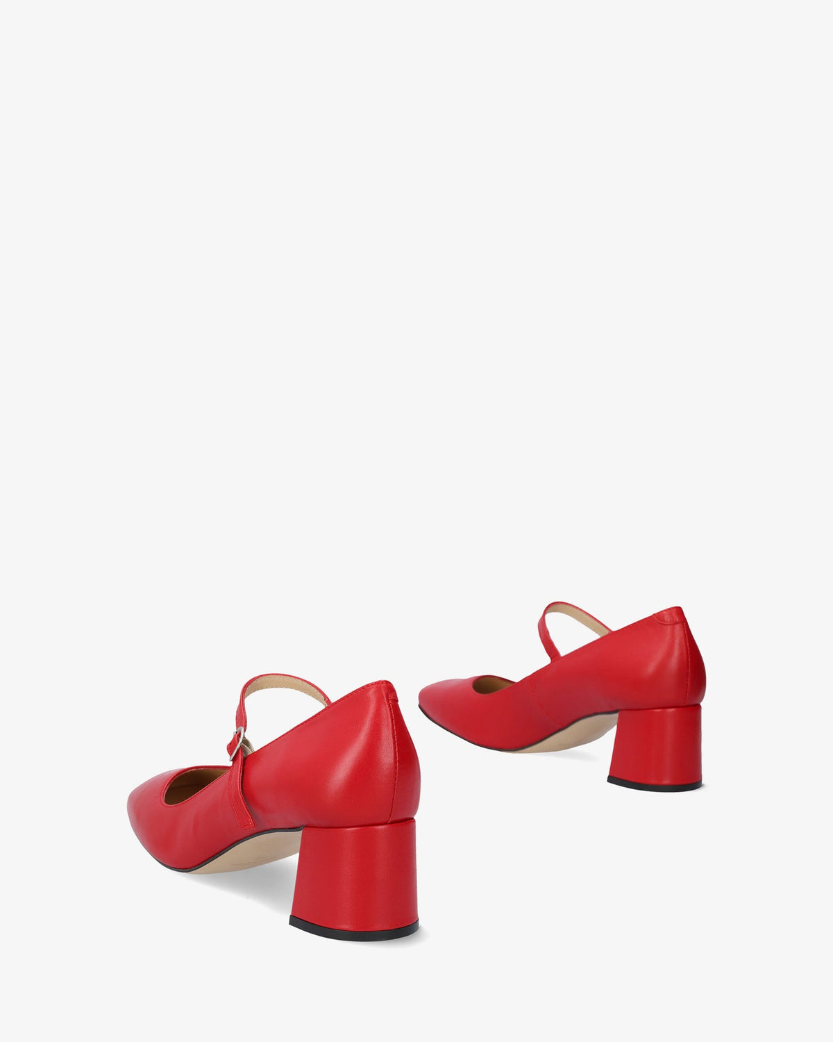 Red leather high heeled shoe