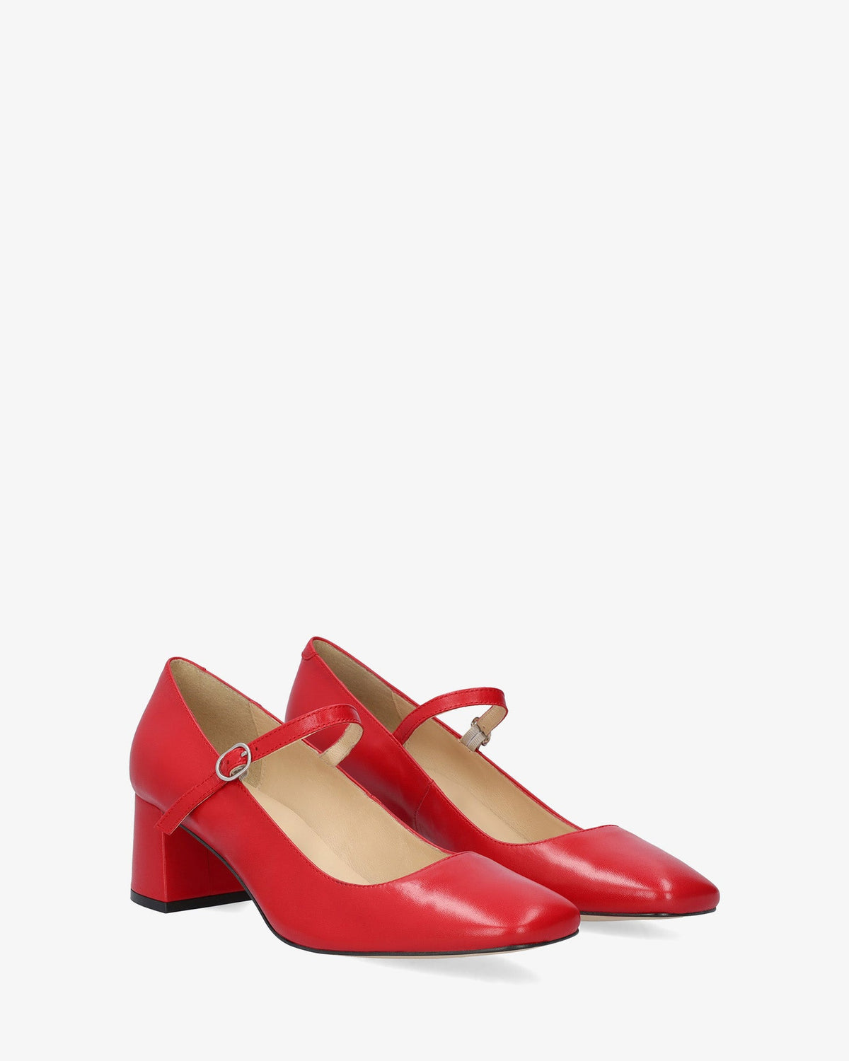 Red leather high heeled shoe