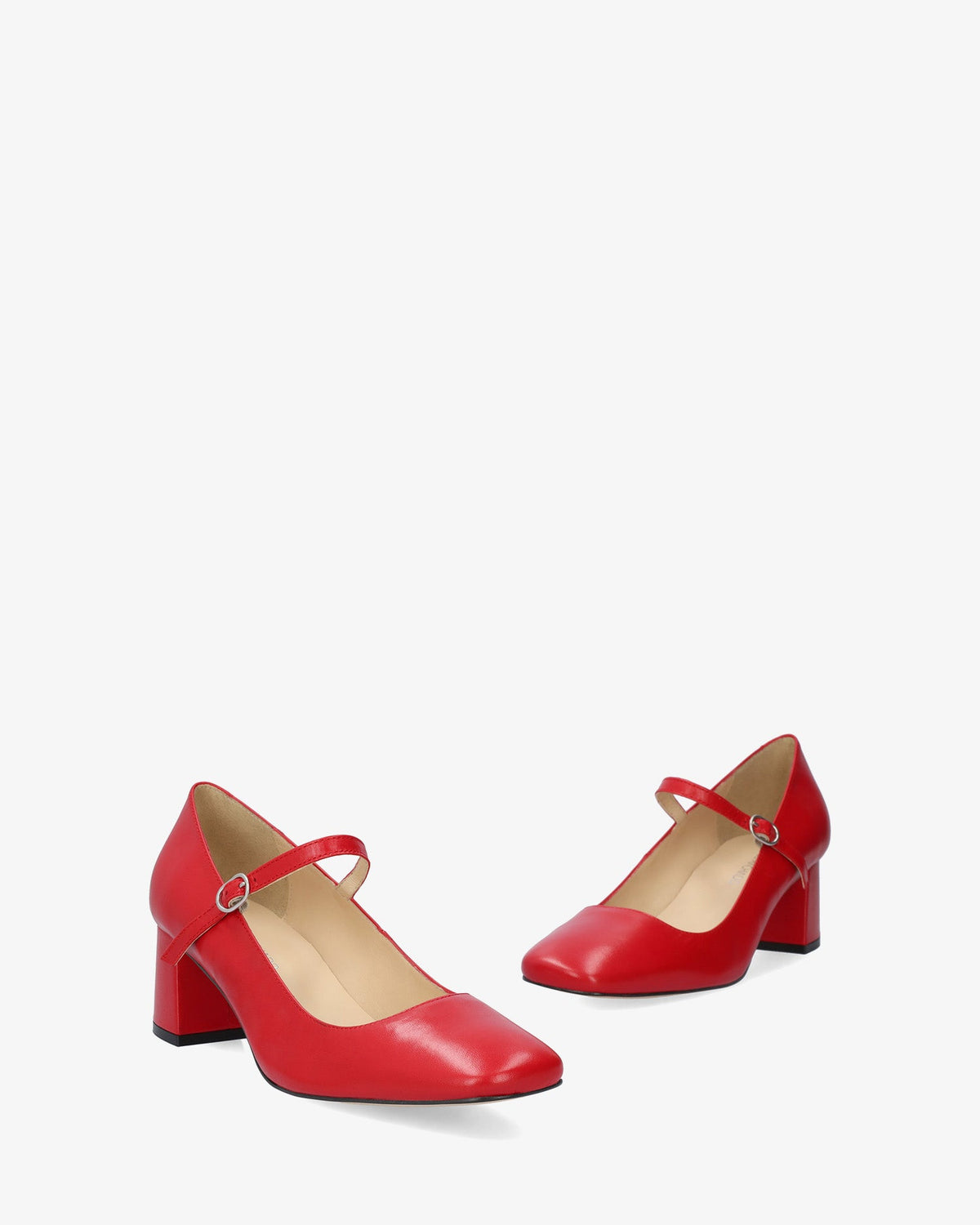 Red leather high heeled shoe
