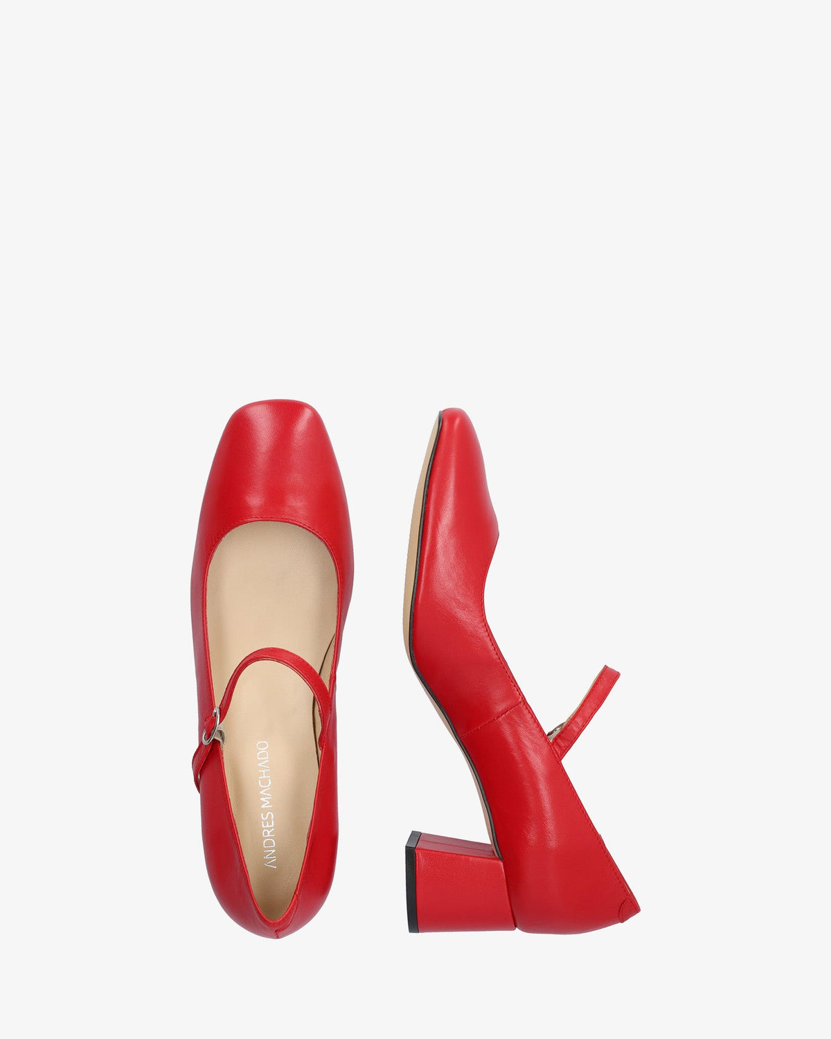 Red leather high heeled shoe