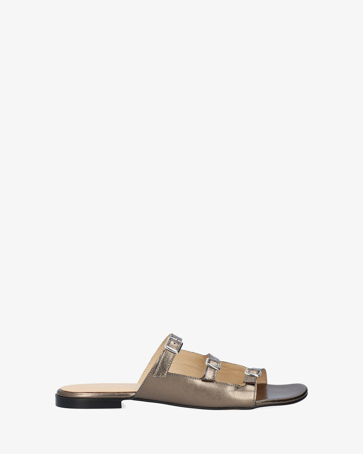 Sandalia plana en piel bronce