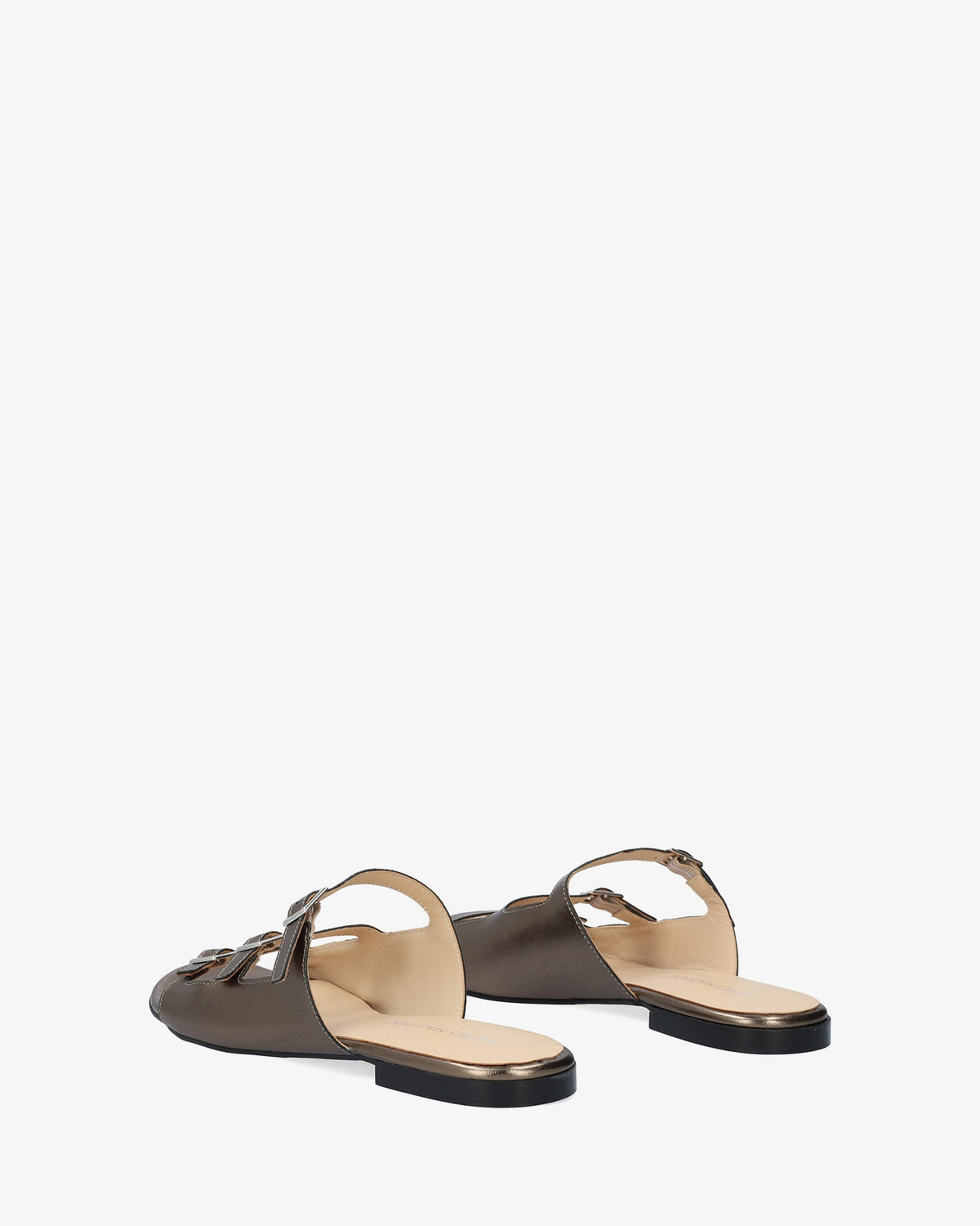 Sandalia plana en piel bronce
