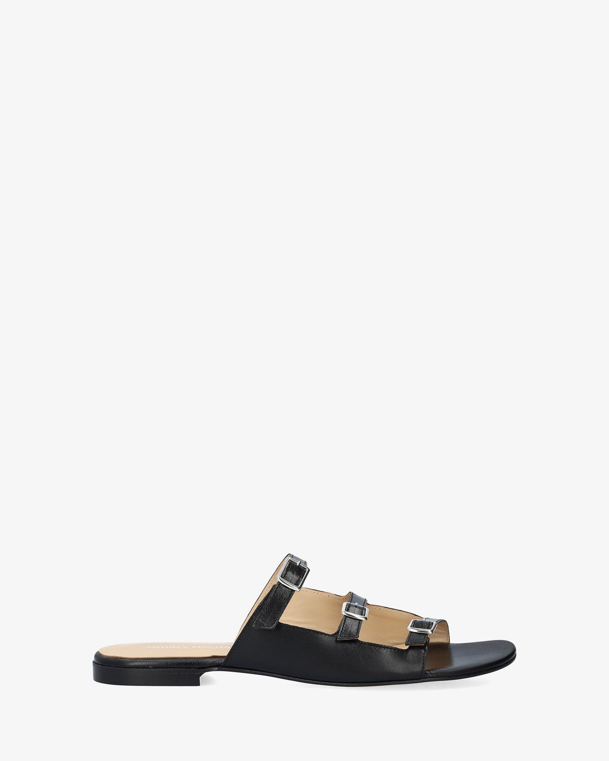 Sandalia plana en piel negro