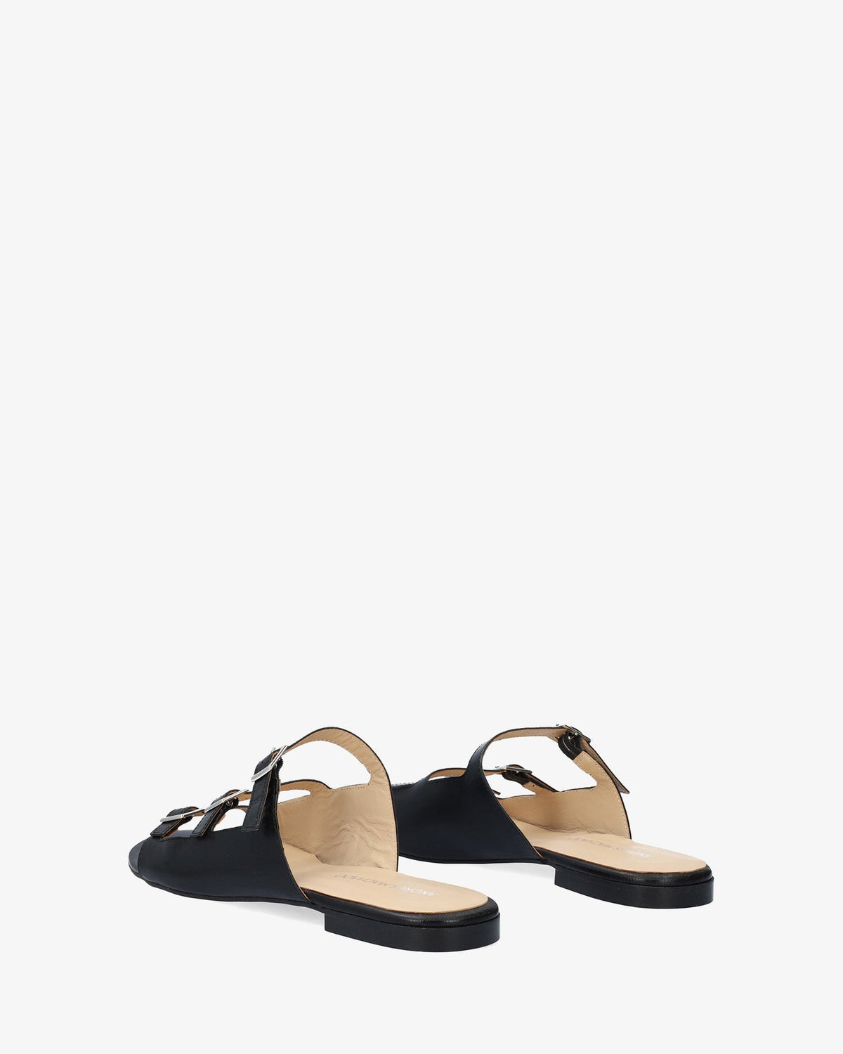 Sandalia plana en piel negro