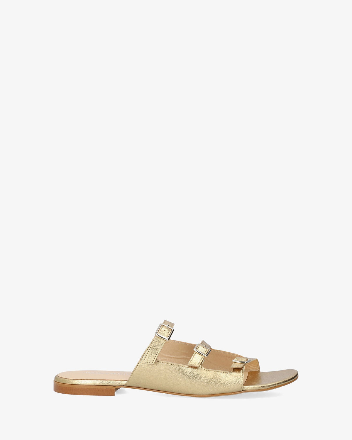 Sandalia plana en piel oro