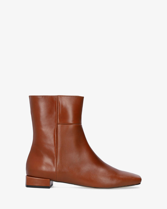 Cognac leather ankle boots