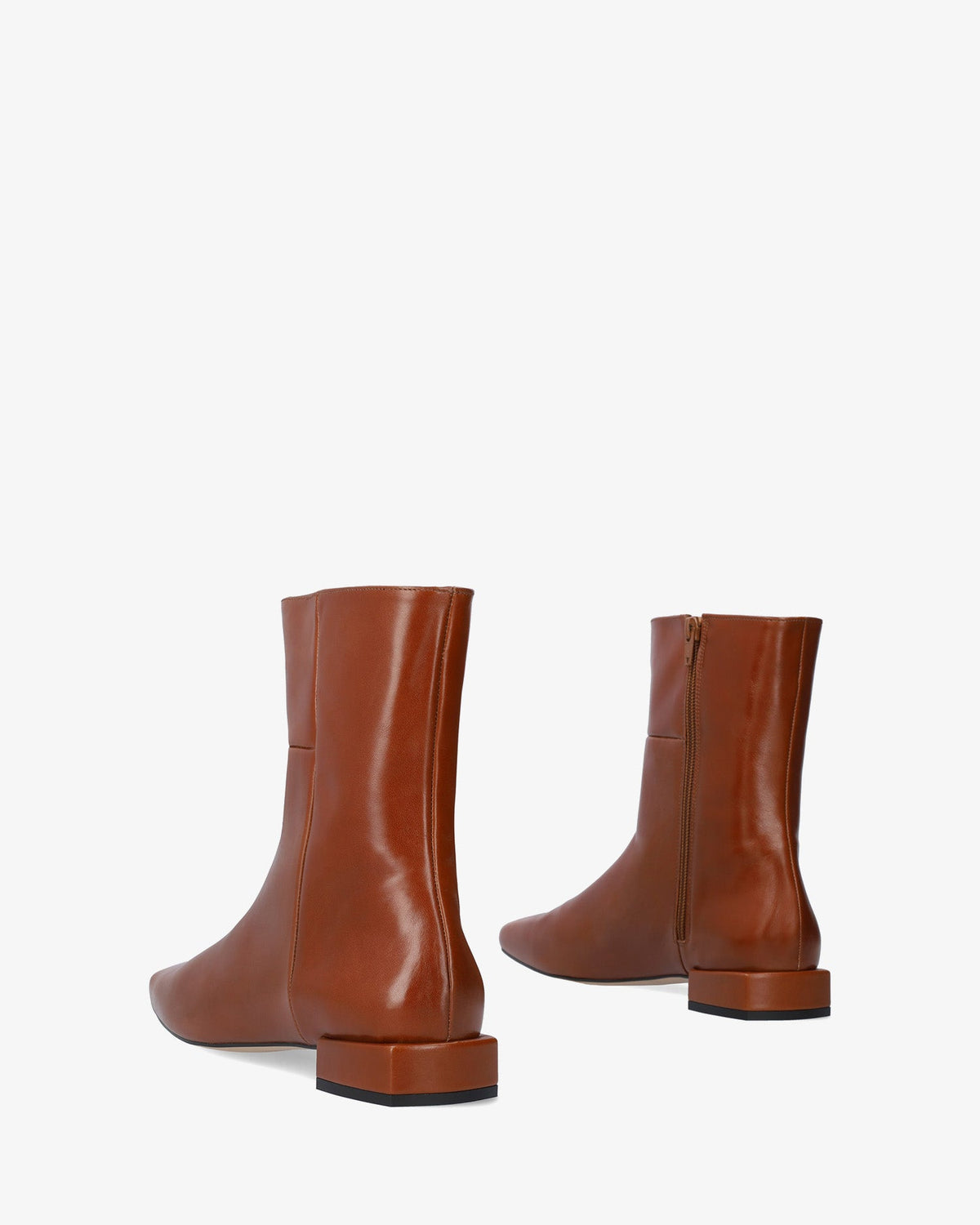 Cognac leather ankle boots