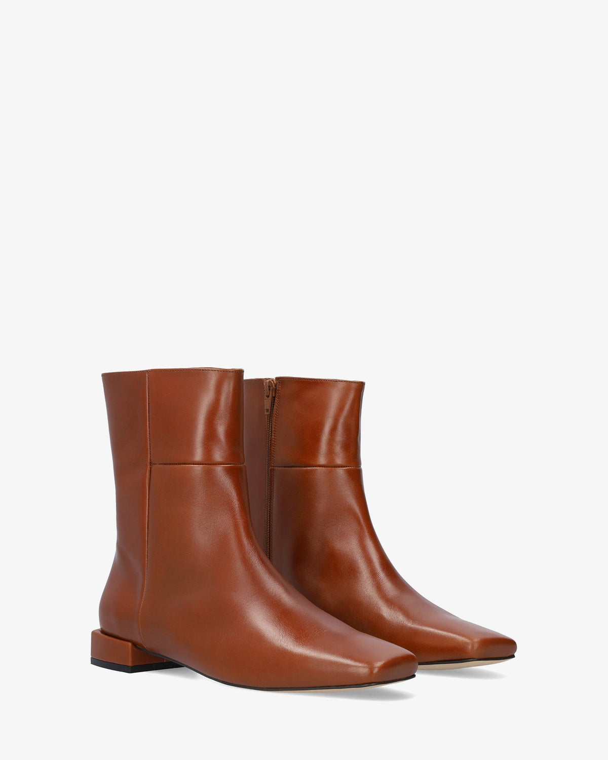 Cognac leather ankle boots