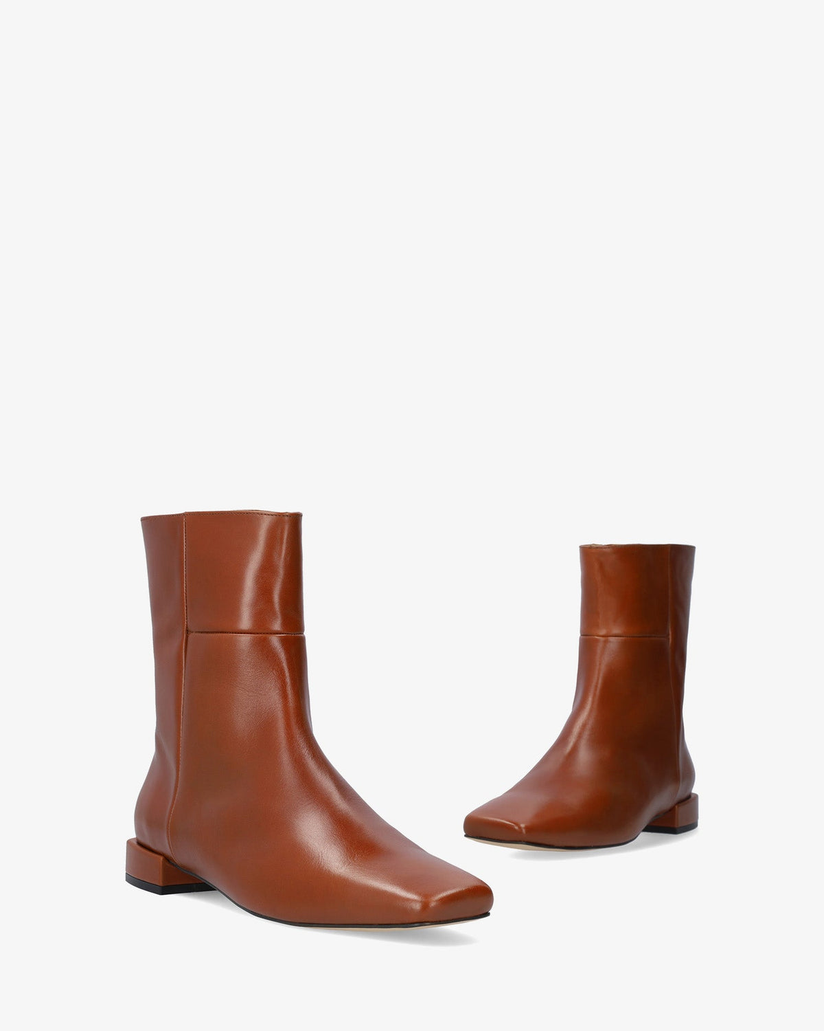 Cognac leather ankle boots