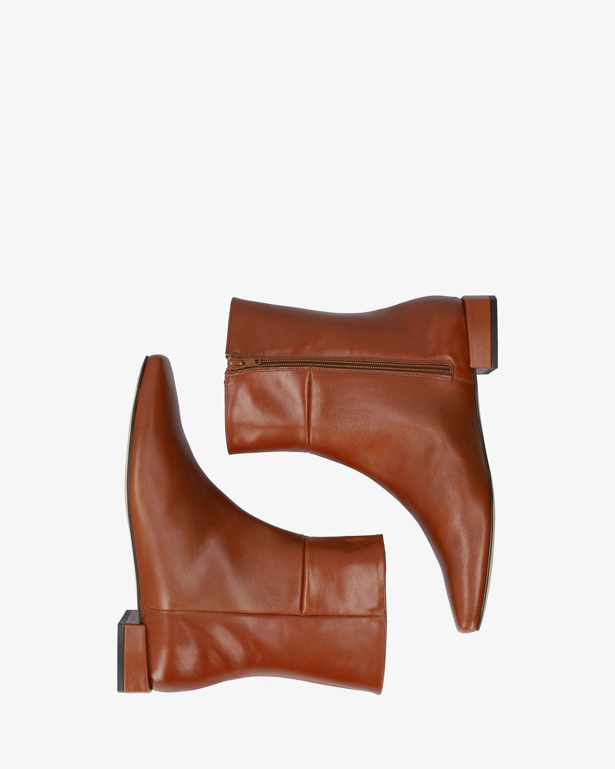 Cognac leather ankle boots