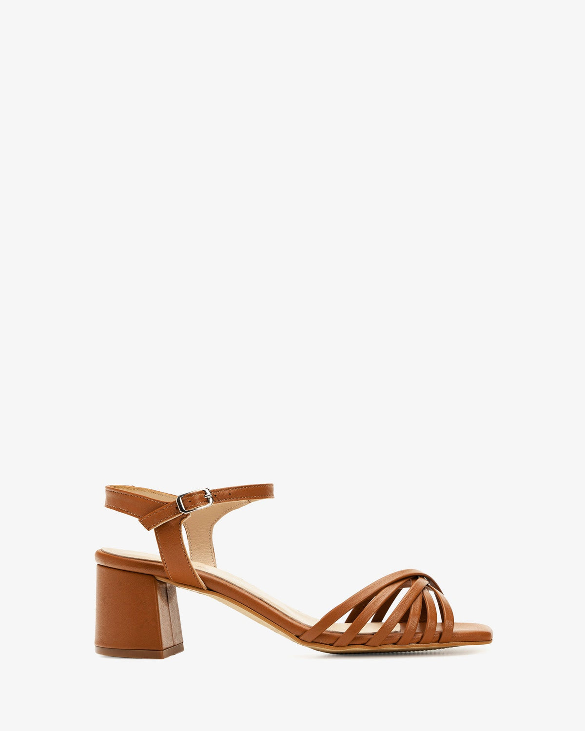 Sandalias tiras en piel de color cuero