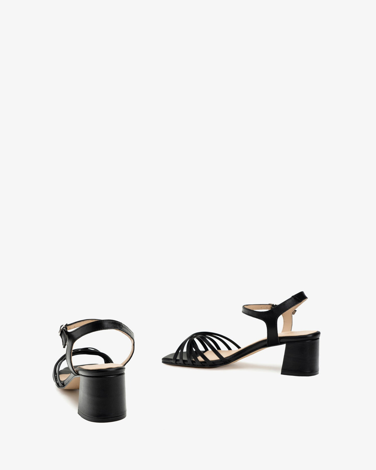 black leather strappy sandals