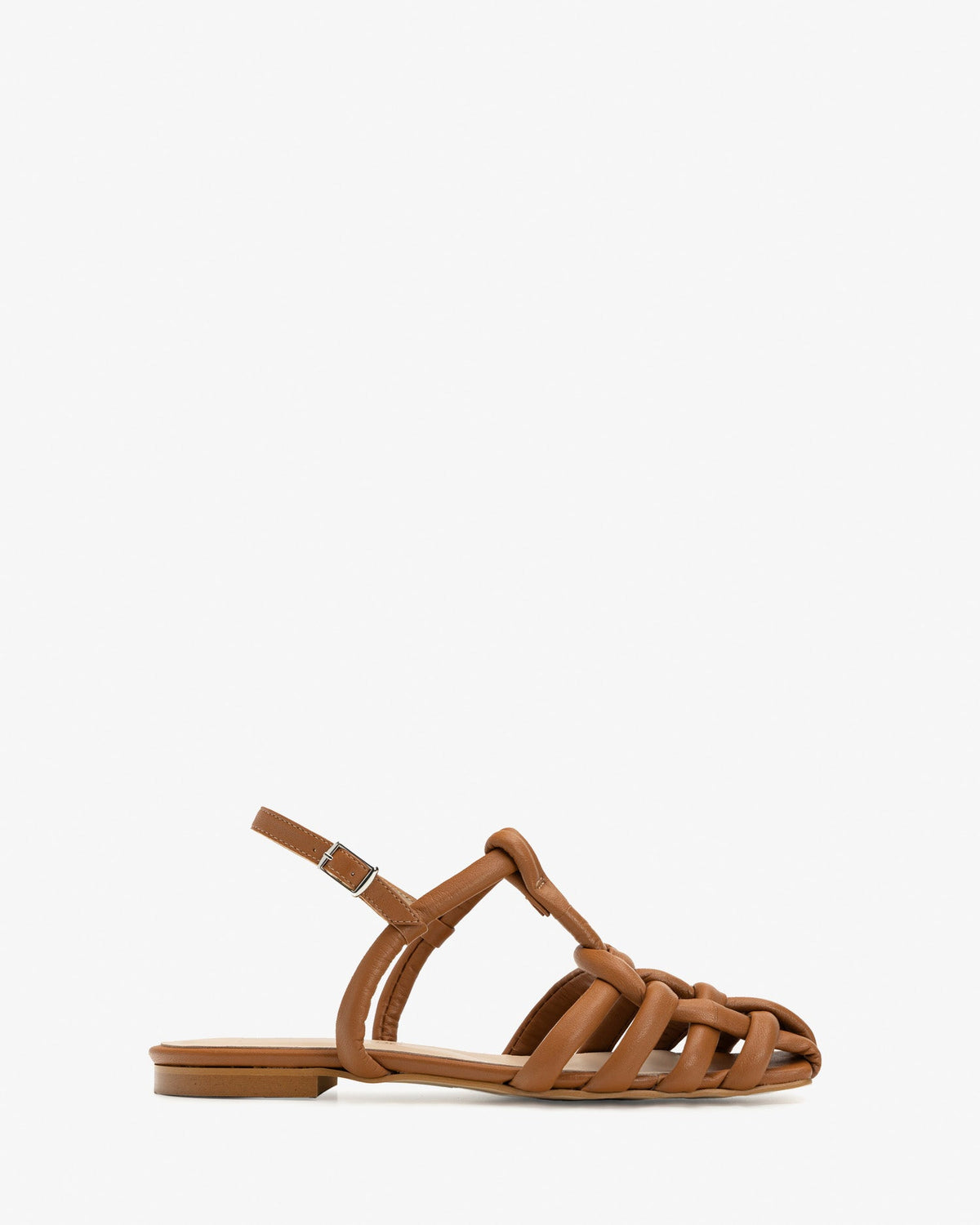 Leather crab sandal in tan color