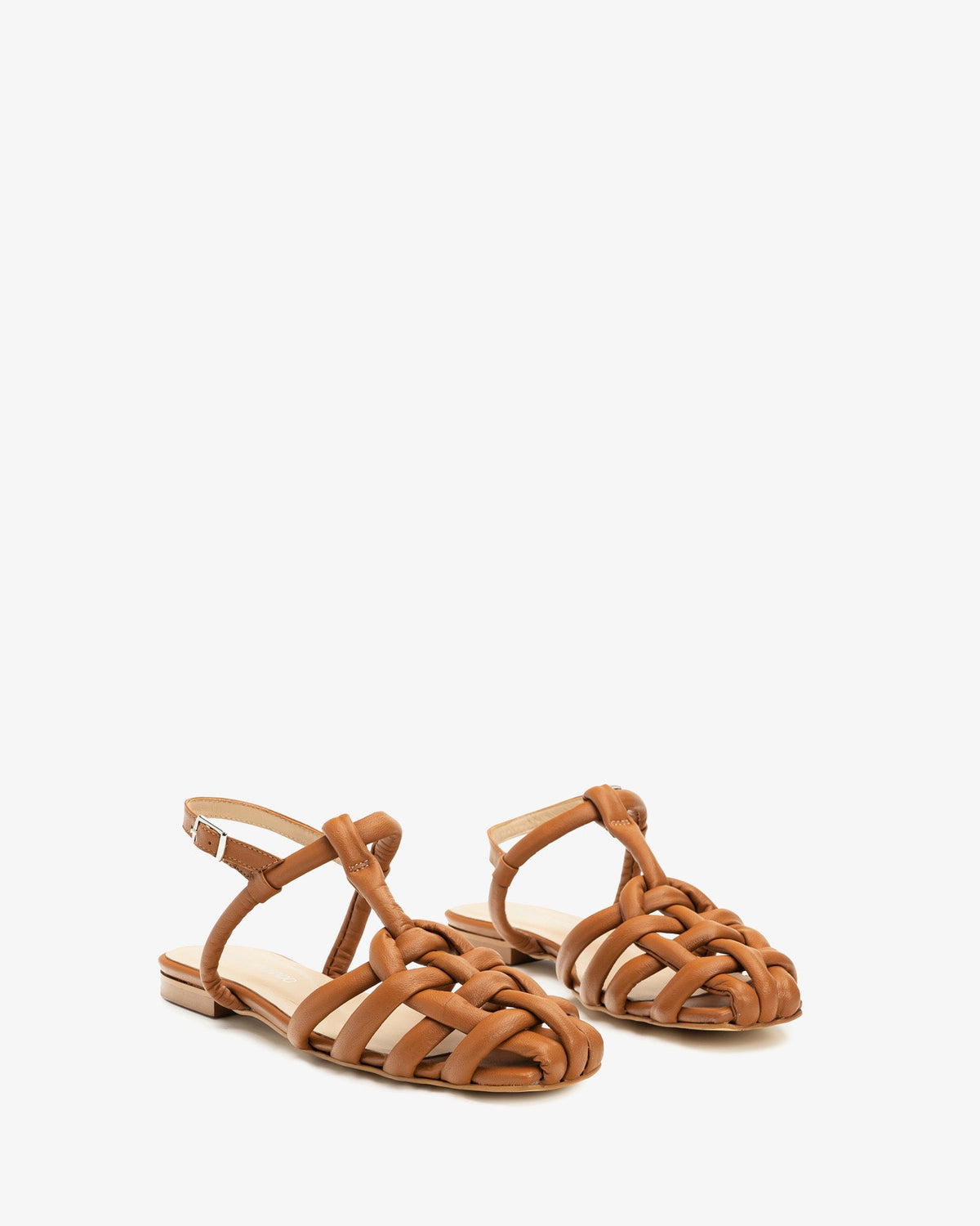 Leather crab sandal in tan color