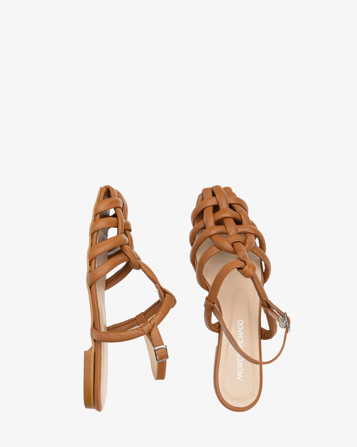 Leather crab sandal in tan color