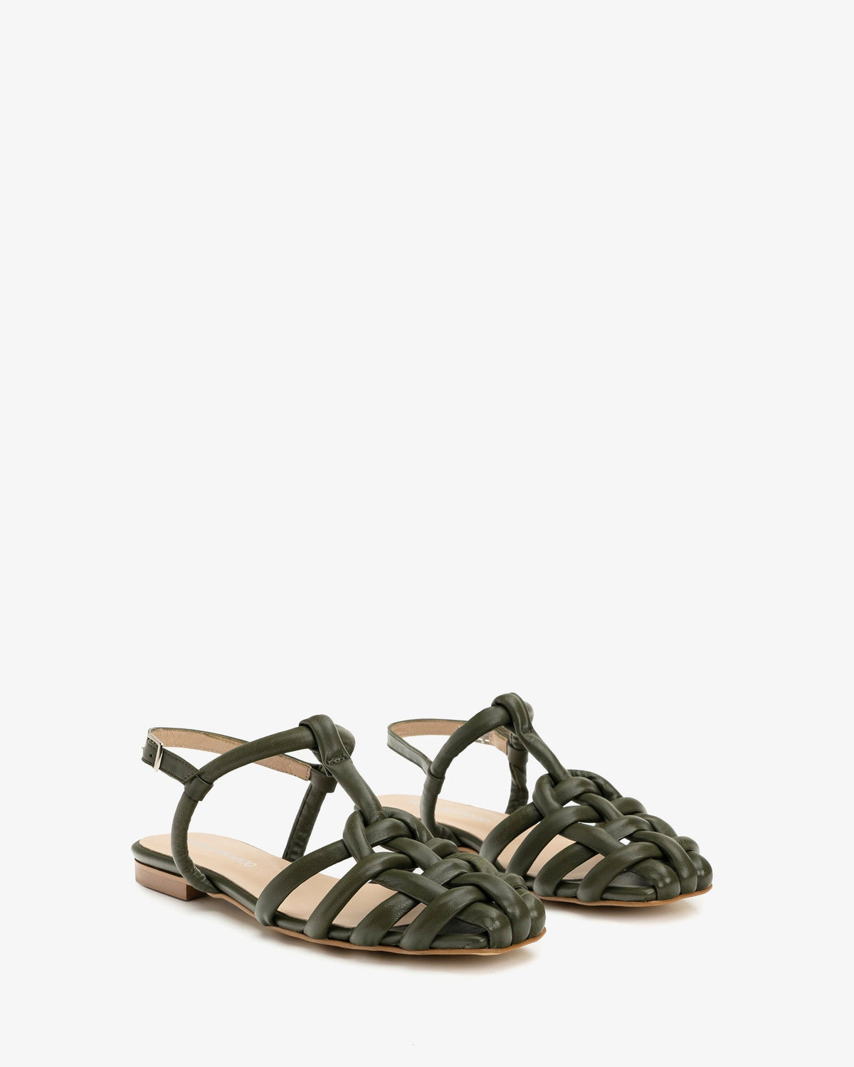 Khaki leather crab sandal