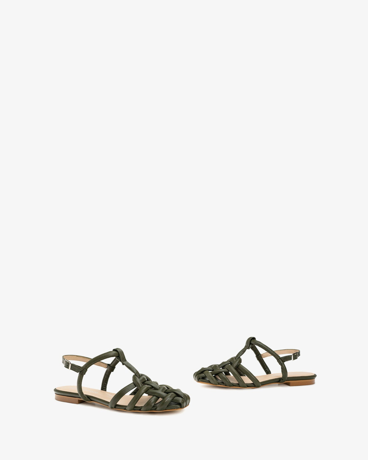 Khaki leather crab sandal