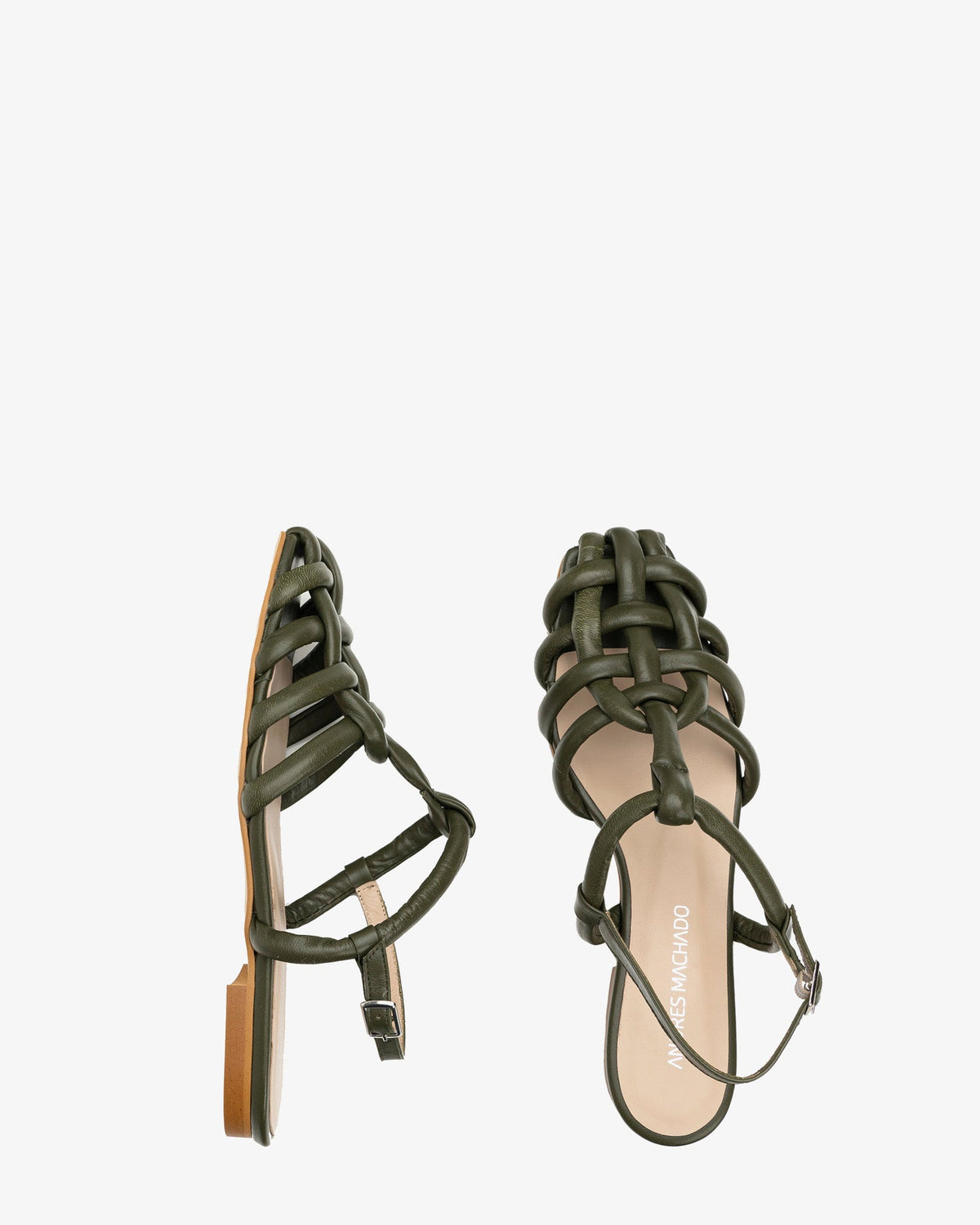 Khaki leather crab sandal