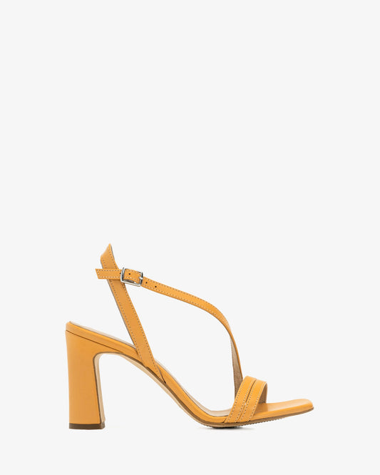 Orange leather heeled sandal