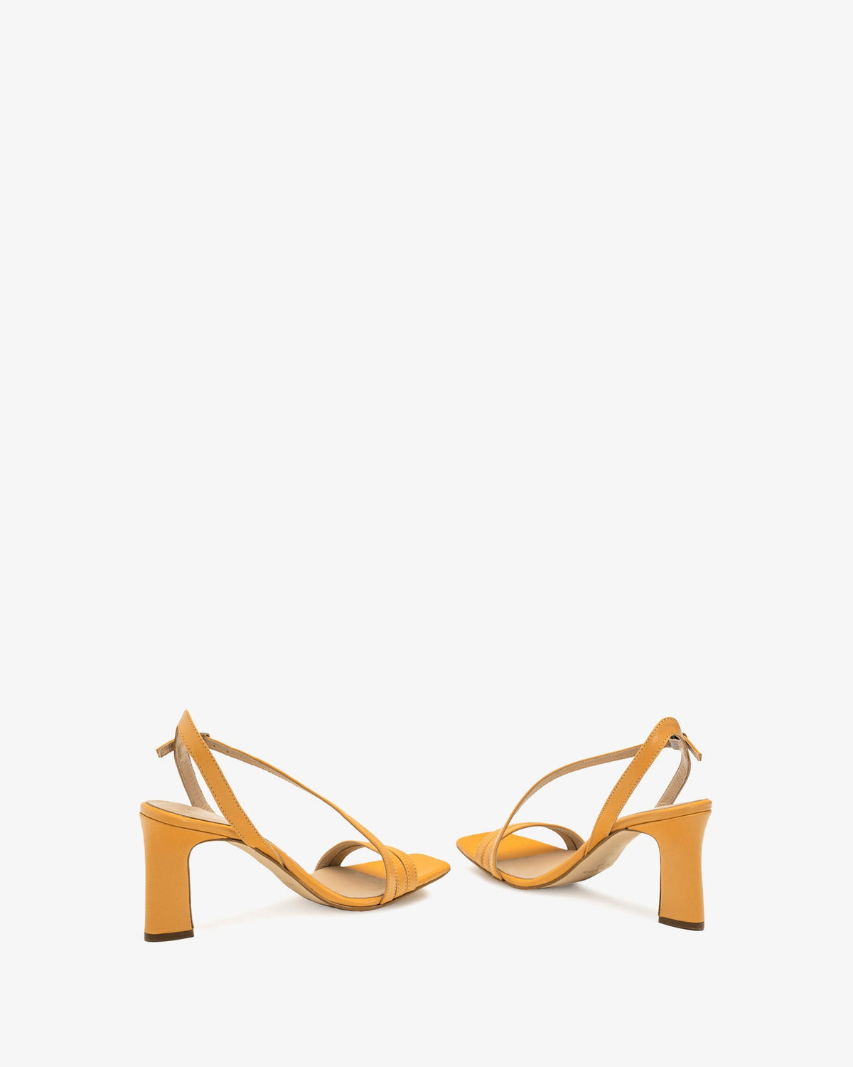 Sandalia tacón piel naranja