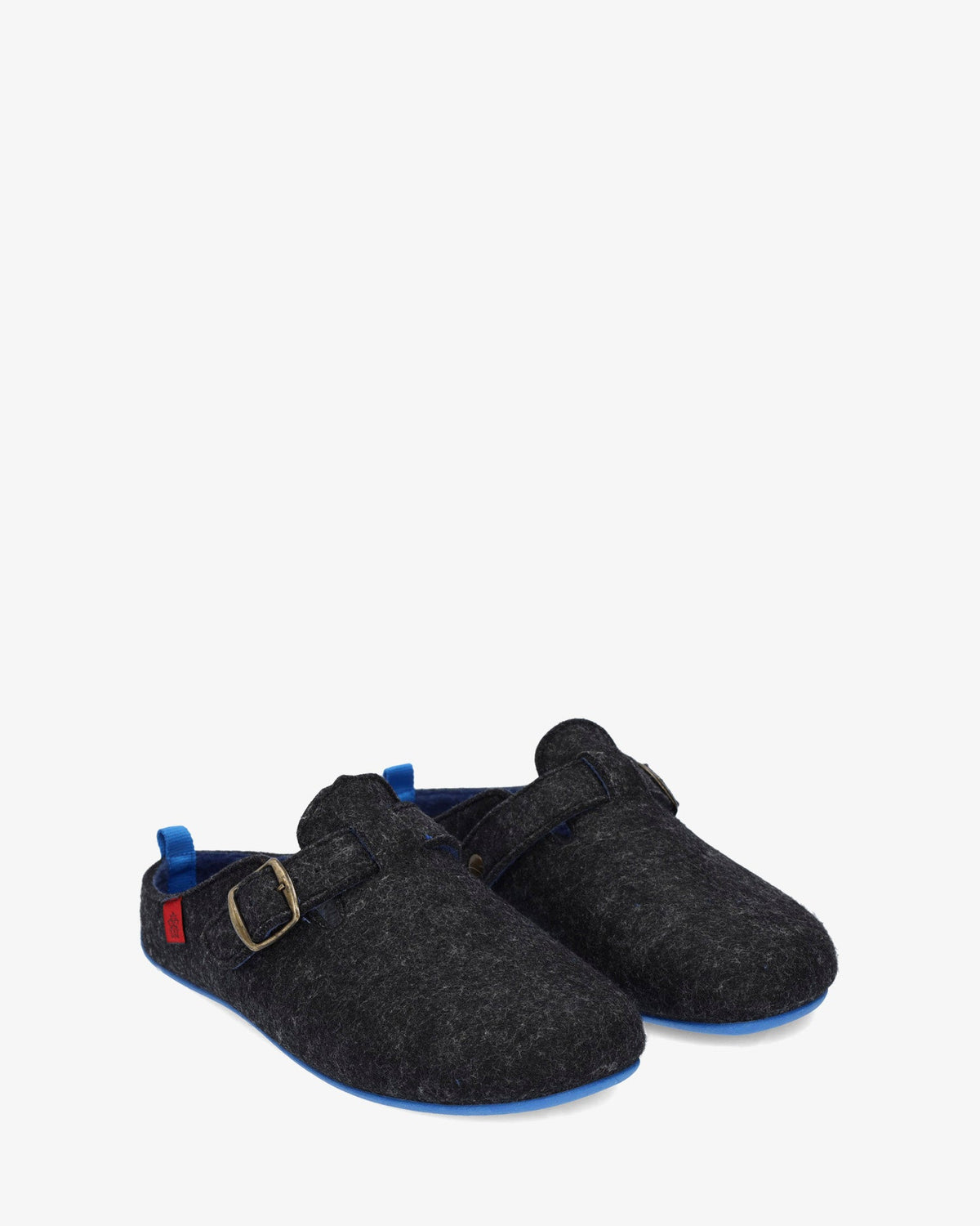 Zapatillas de estar por casa con hebilla unisex y tejido fieltro negro