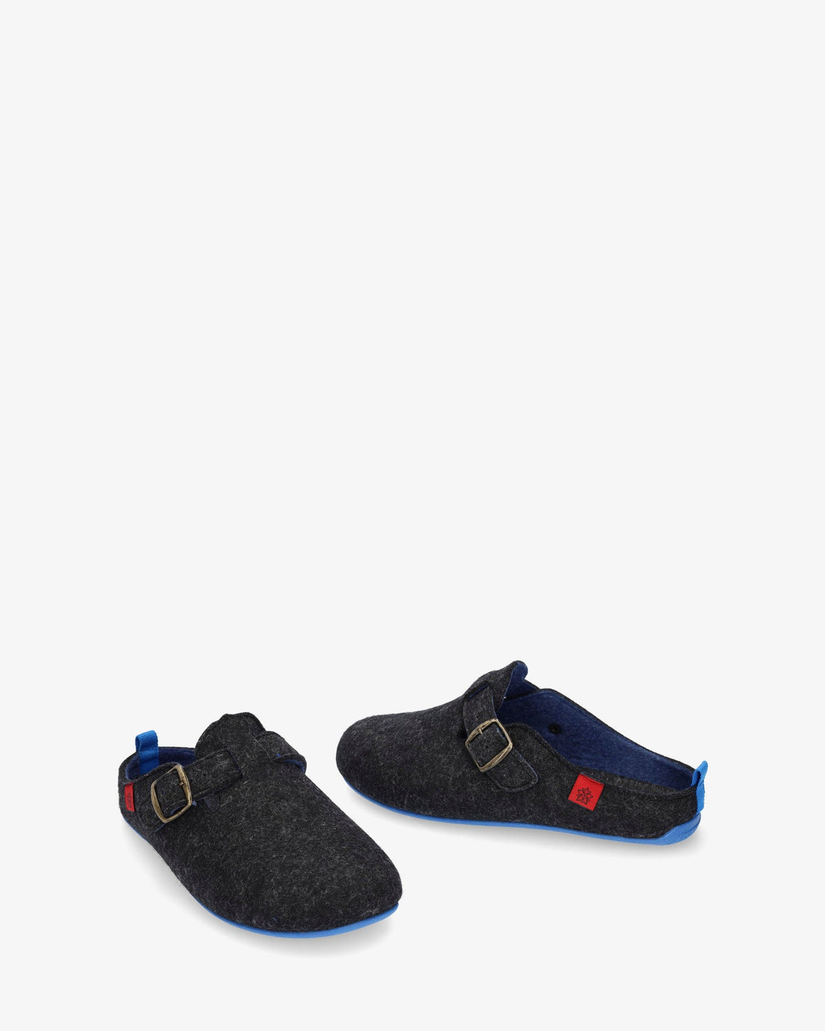 Zapatillas de estar por casa con hebilla unisex y tejido fieltro negro