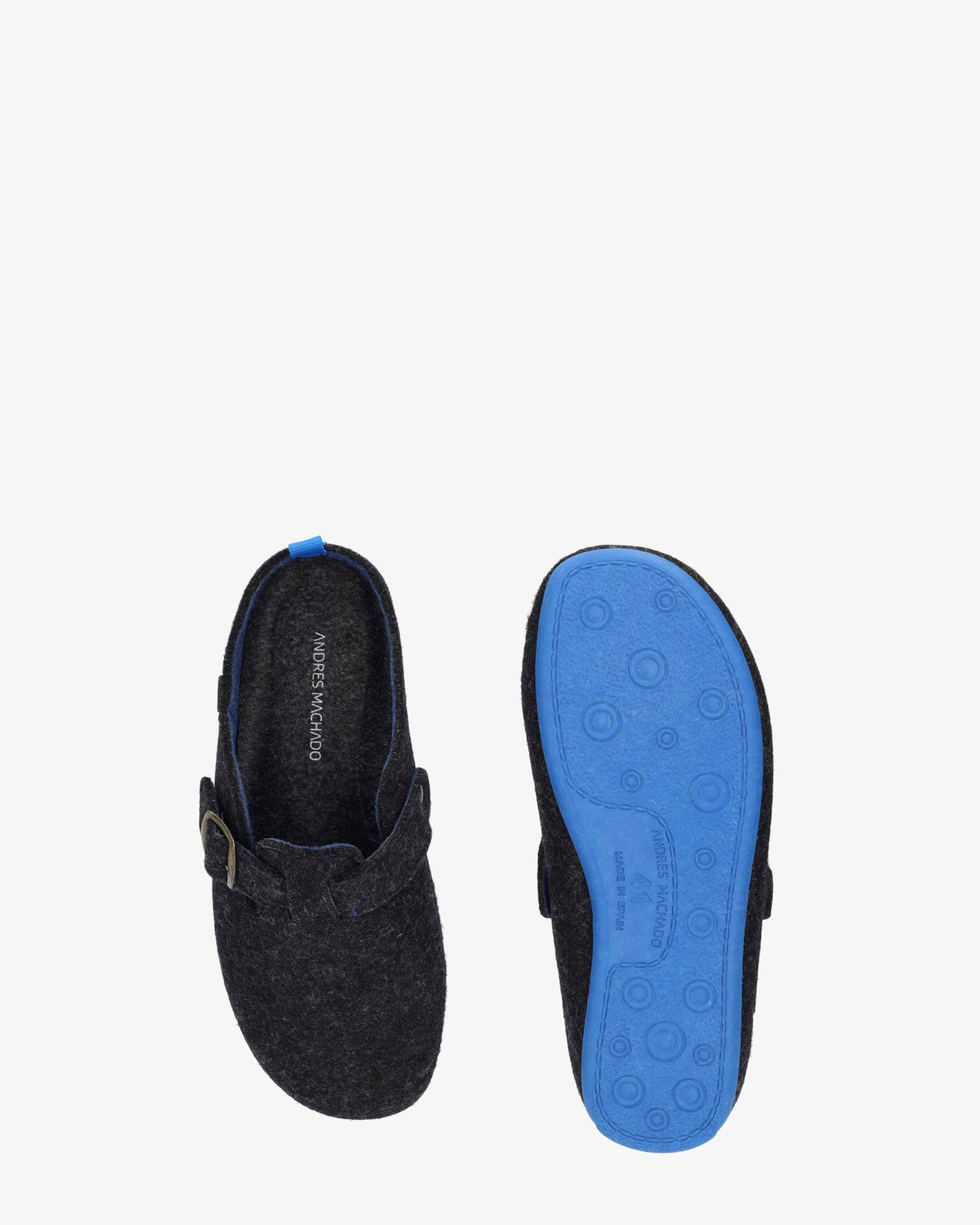 Zapatillas de estar por casa con hebilla unisex y tejido fieltro negro