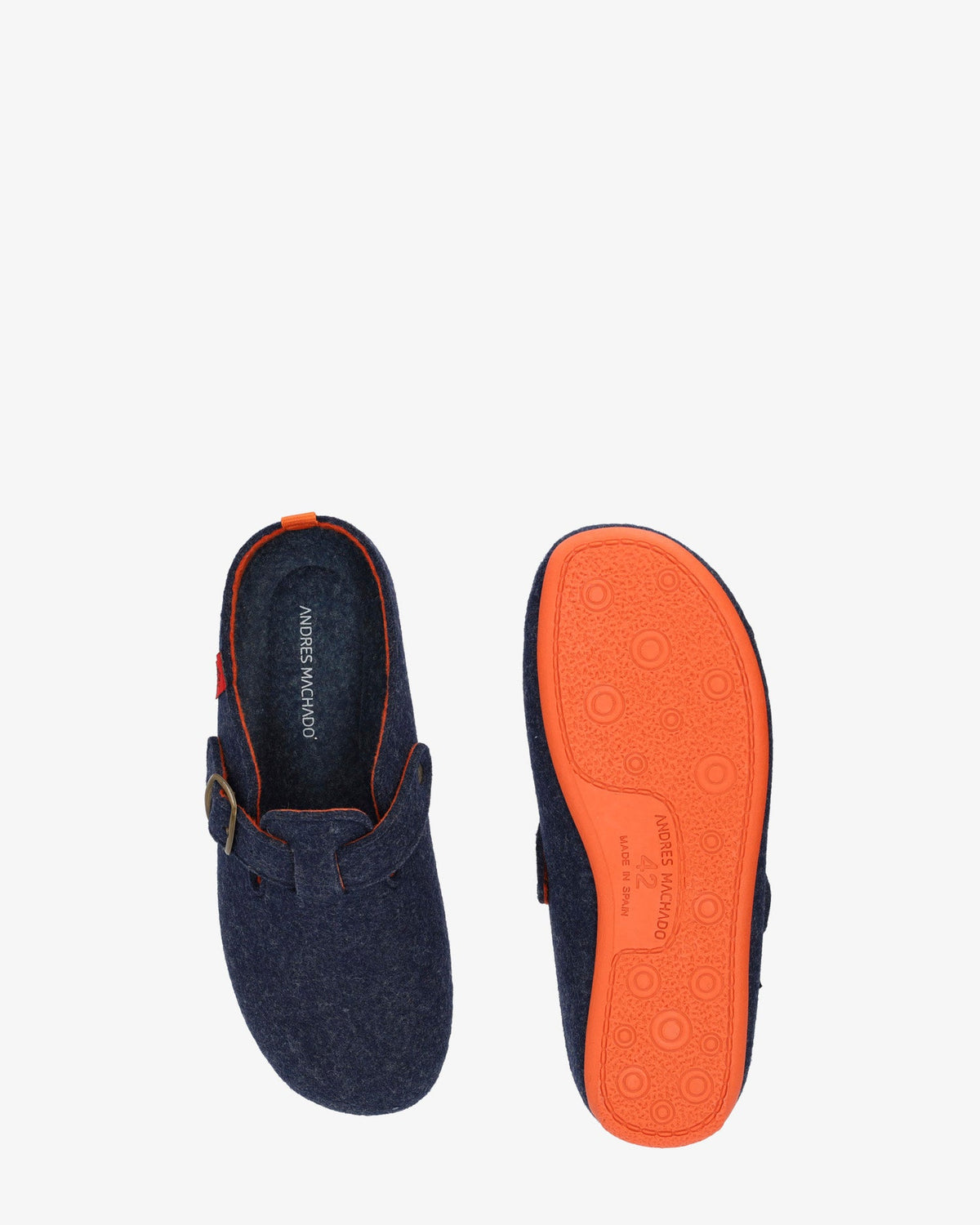 Zapatillas de estar por casa con hebilla unisex y tejido fieltro azul