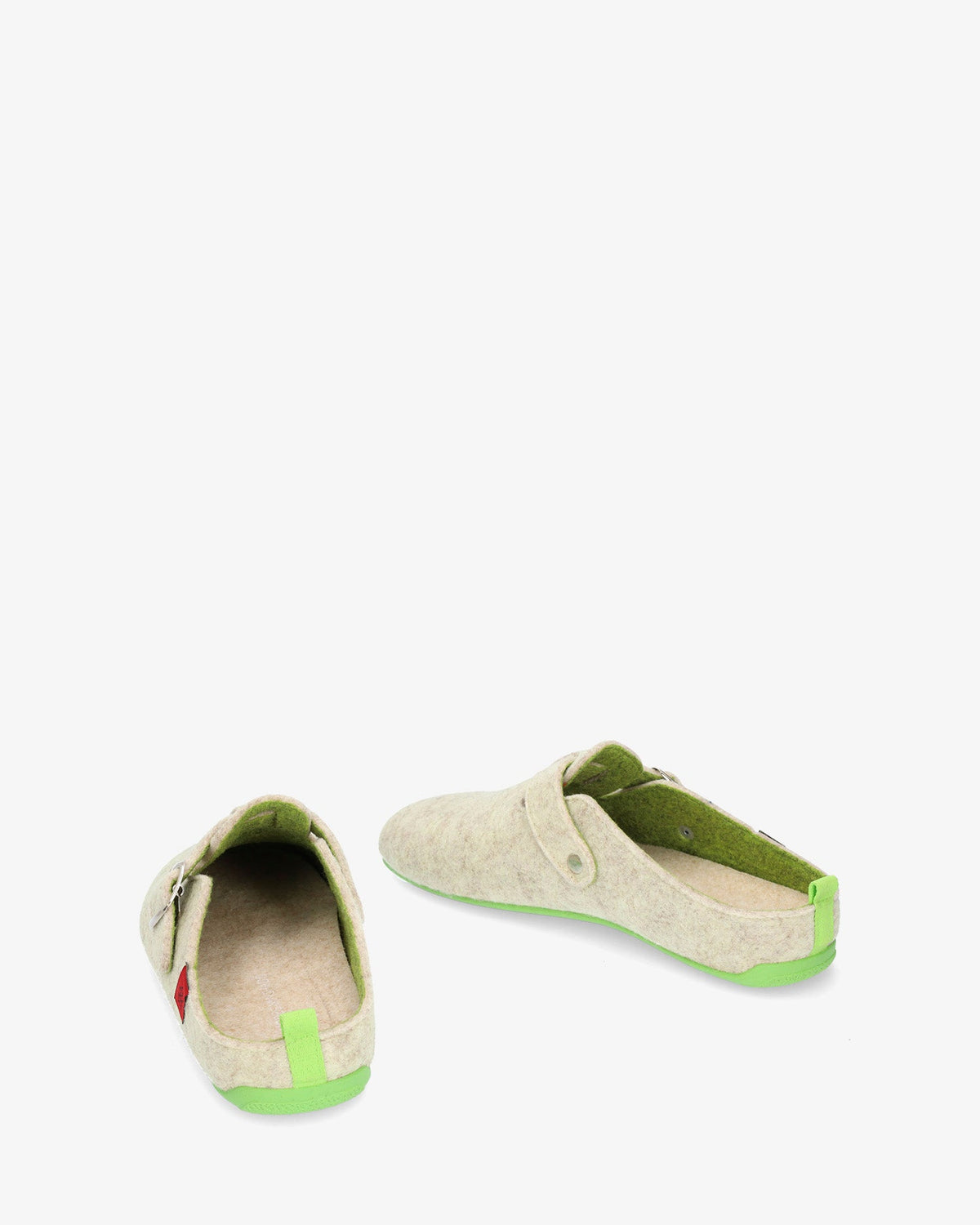Unisex buckle slippers with white felt fabric