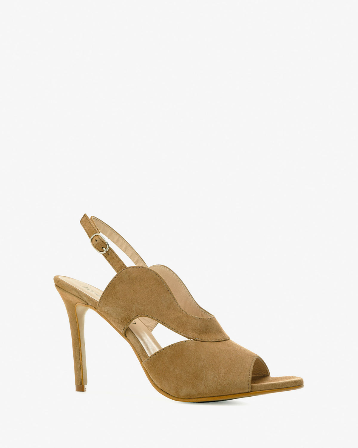 Slingback Sandals in Camel Suede Leather