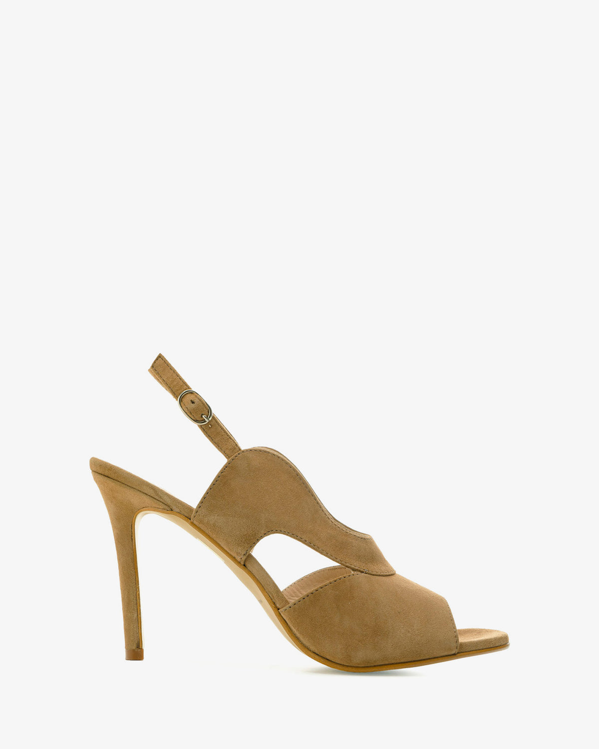 Slingback Sandals in Camel Suede Leather