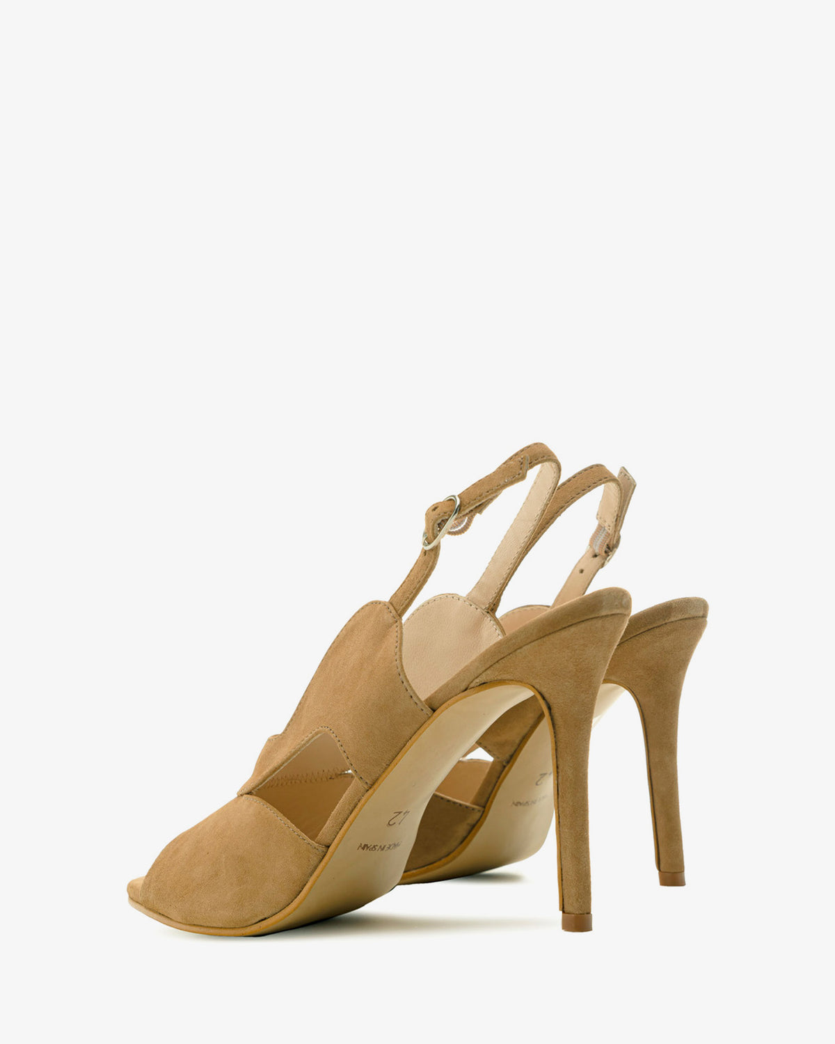 Slingback Sandals in Camel Suede Leather