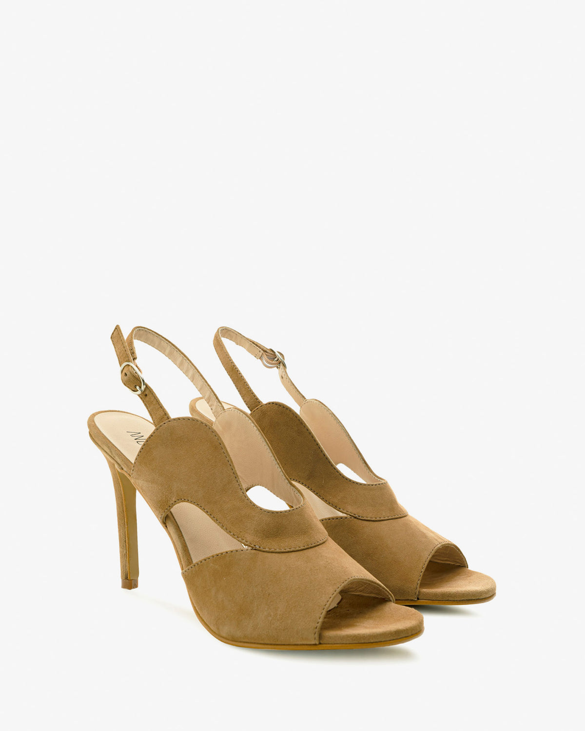 Slingback Sandals in Camel Suede Leather