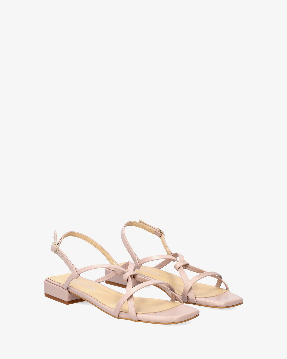 Flat sandal in pale pink  leather