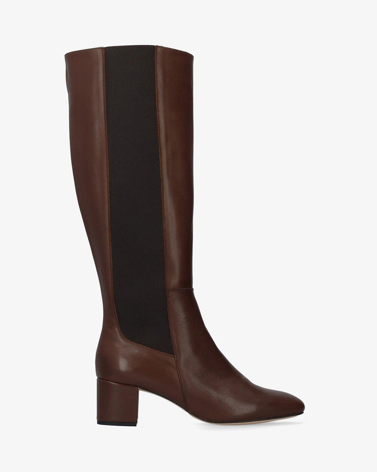 Bota alta en piel de color marrón