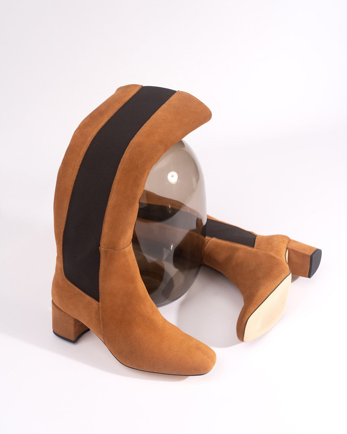 Knee High Leather Boots in Saddle Colour