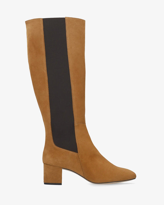 Knee High Leather Boots in Saddle Colour