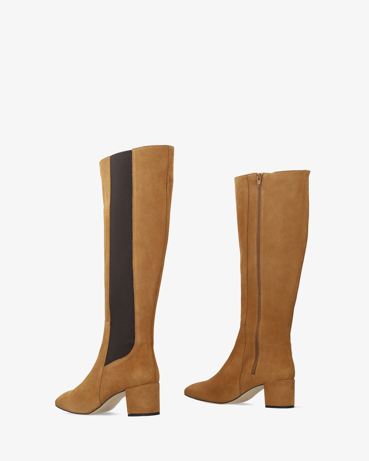 Knee High Leather Boots in Saddle Colour