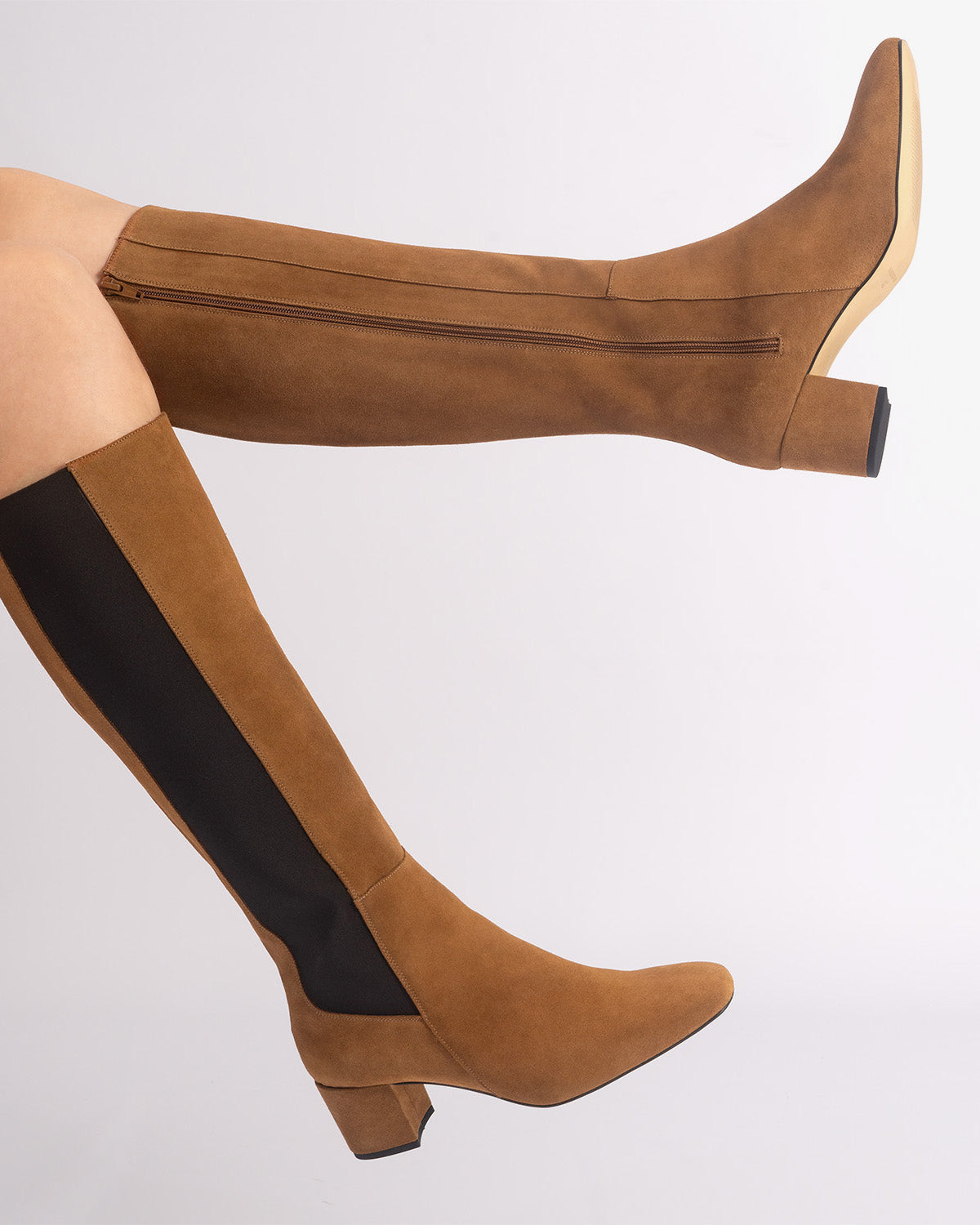 Knee High Leather Boots in Saddle Colour